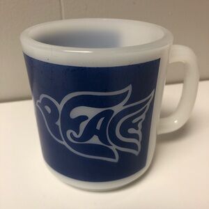 COPY - Vintage PEACE With Doves Milk Glass Mug Rare 1960s